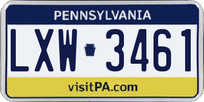 PA license plate LXW3461
