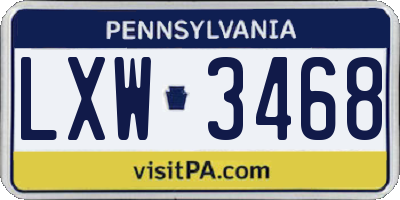 PA license plate LXW3468