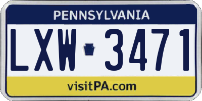 PA license plate LXW3471