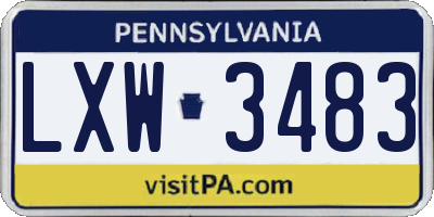 PA license plate LXW3483