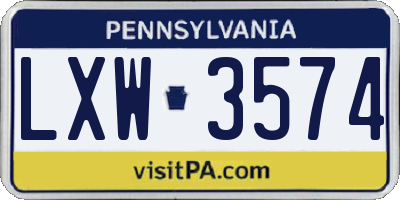 PA license plate LXW3574