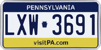 PA license plate LXW3691