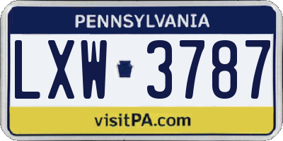 PA license plate LXW3787