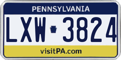PA license plate LXW3824