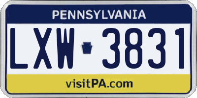 PA license plate LXW3831