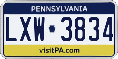 PA license plate LXW3834