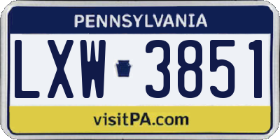 PA license plate LXW3851