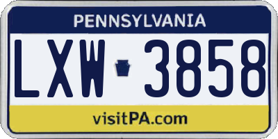 PA license plate LXW3858