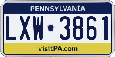 PA license plate LXW3861
