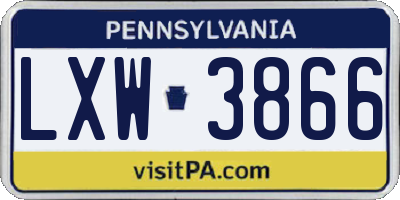 PA license plate LXW3866