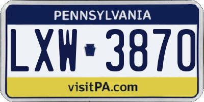 PA license plate LXW3870