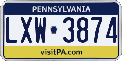 PA license plate LXW3874
