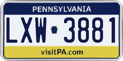 PA license plate LXW3881