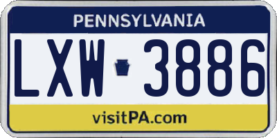 PA license plate LXW3886