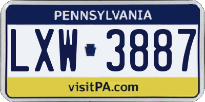 PA license plate LXW3887