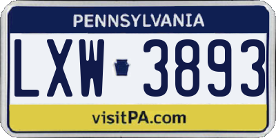 PA license plate LXW3893