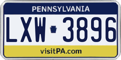 PA license plate LXW3896