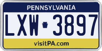 PA license plate LXW3897