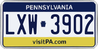 PA license plate LXW3902
