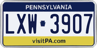 PA license plate LXW3907