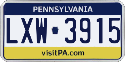 PA license plate LXW3915