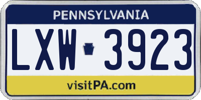 PA license plate LXW3923