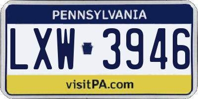 PA license plate LXW3946