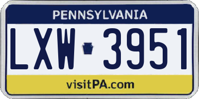 PA license plate LXW3951