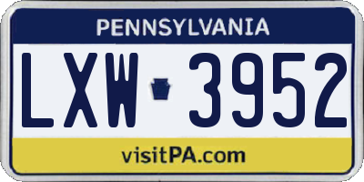 PA license plate LXW3952