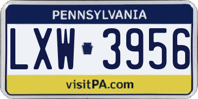 PA license plate LXW3956