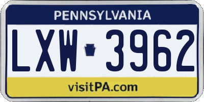 PA license plate LXW3962