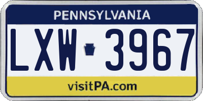 PA license plate LXW3967