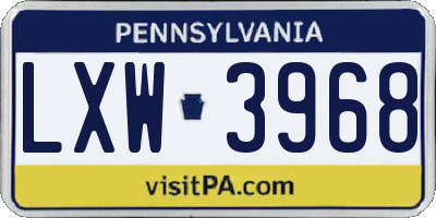 PA license plate LXW3968
