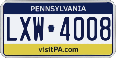 PA license plate LXW4008