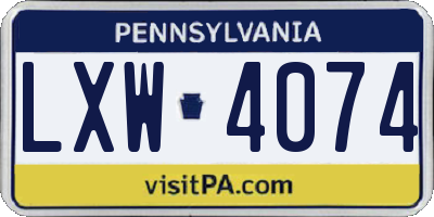 PA license plate LXW4074