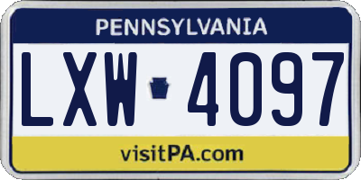 PA license plate LXW4097