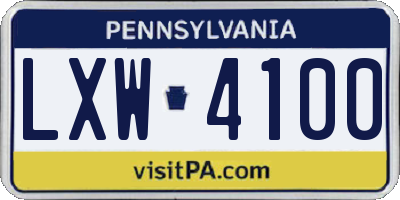 PA license plate LXW4100
