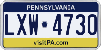 PA license plate LXW4730