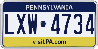 PA license plate LXW4734