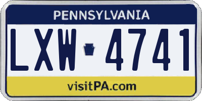 PA license plate LXW4741