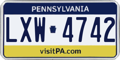 PA license plate LXW4742