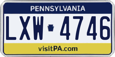 PA license plate LXW4746