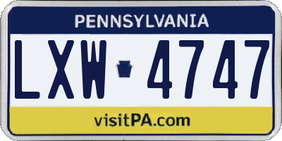 PA license plate LXW4747