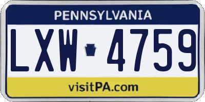 PA license plate LXW4759