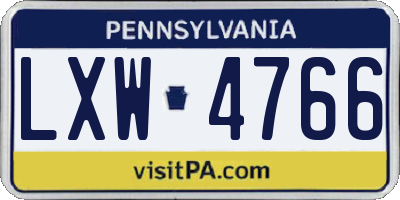 PA license plate LXW4766