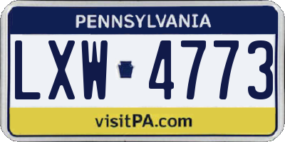 PA license plate LXW4773
