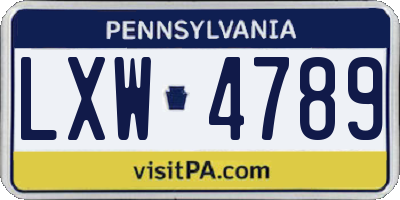 PA license plate LXW4789