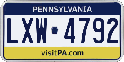 PA license plate LXW4792