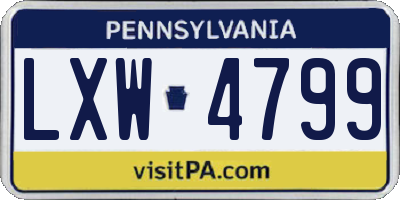 PA license plate LXW4799