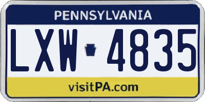 PA license plate LXW4835